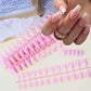 120Pcs Pink Ombre Medium Coffin Press-On Nails - Glossy Handmade Acrylic Gradient Design for Stunning Nail Art
