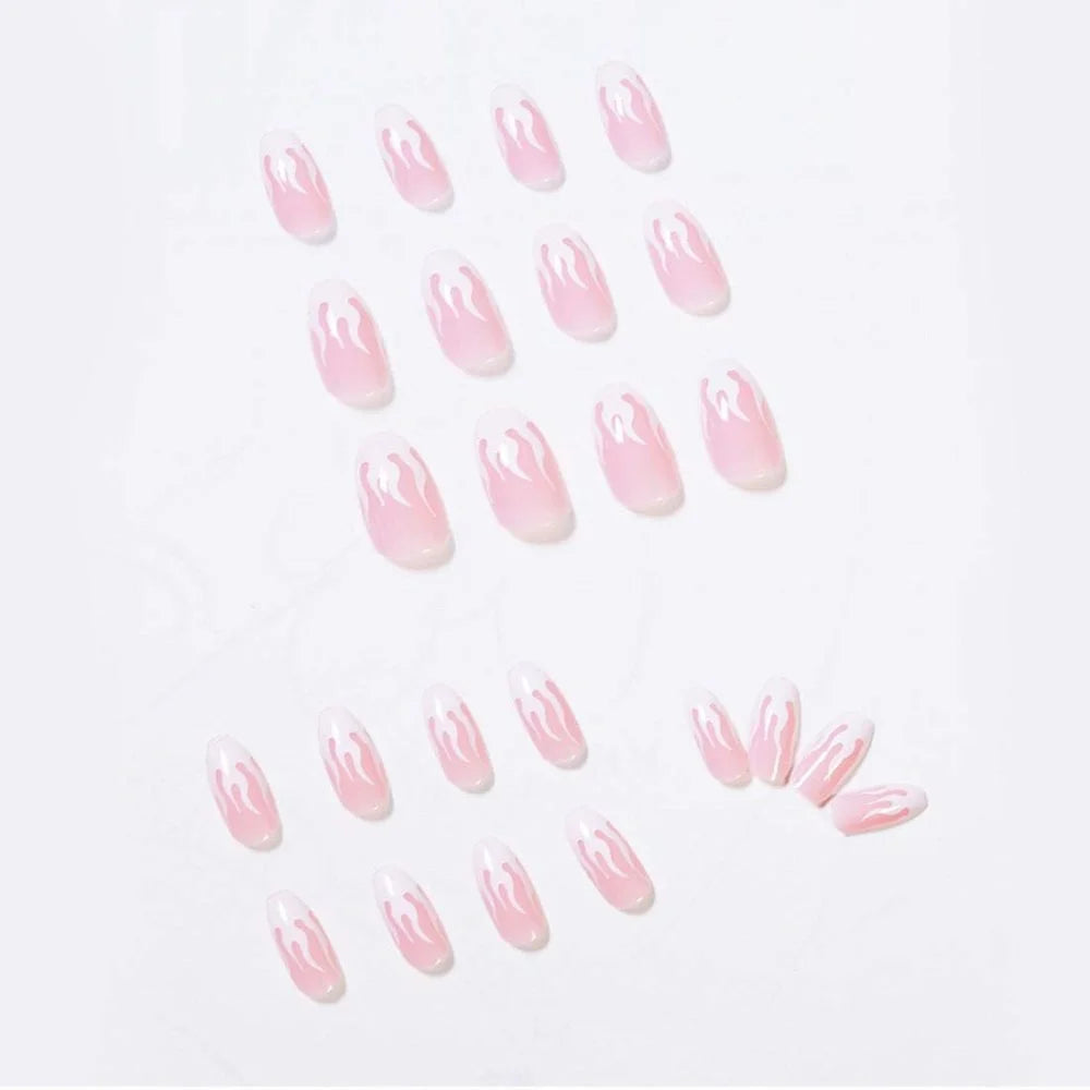 24PCS Flame Coffin Square Acrylic Press-On Nails - DIY Manicure Set for Women & Girls with Fire Design