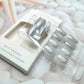 Glamorous 24 Pcs Silver Glitter French Tip Press-On Nails - Medium Square Full Cover with Bling Sequins for Stunning DIY Manicures