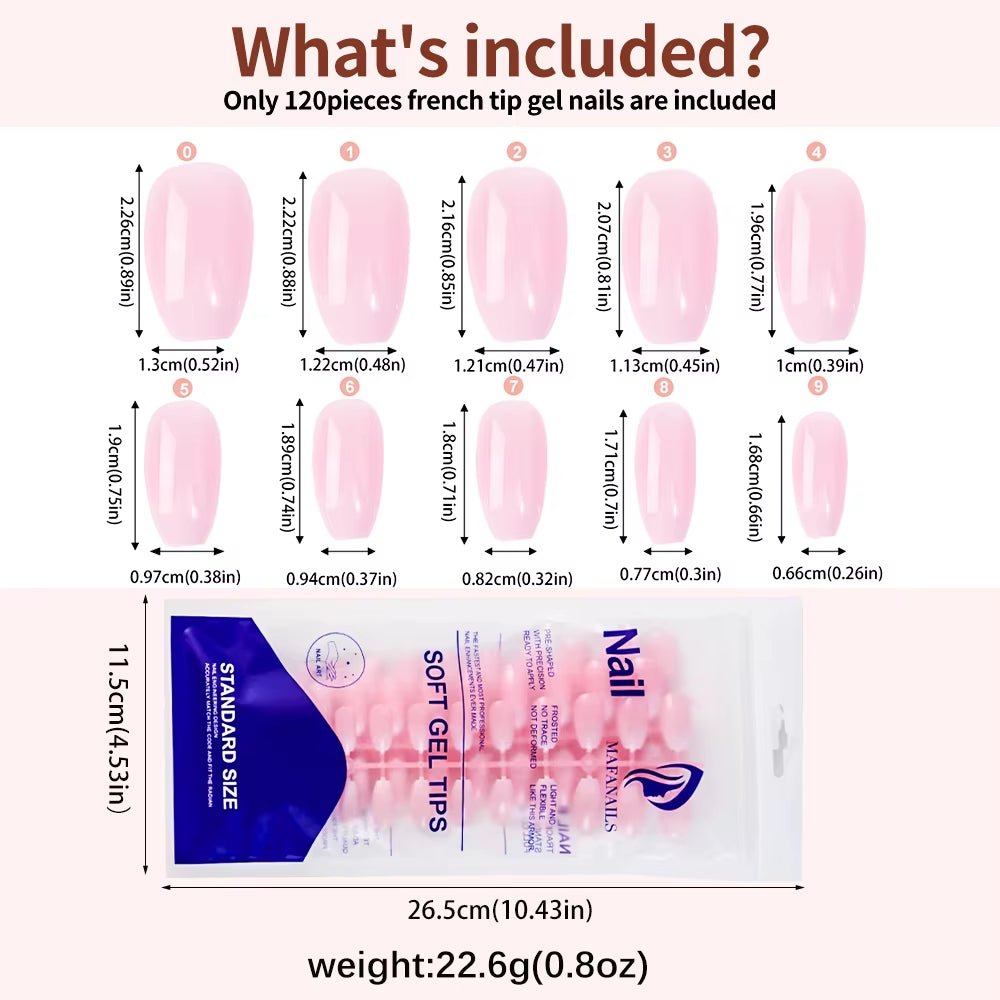 120Pcs Pink Ombre Medium Coffin Press-On Nails - Glossy Handmade Acrylic Gradient Design for Stunning Nail Art