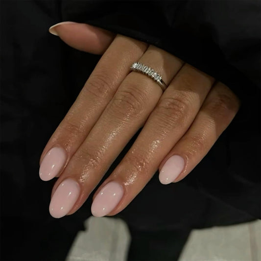 Dusty Pink Short Oval Press-On Acrylic Nails - Reusable Medium Fake Nails for Women - 24pcs Solid Color Set