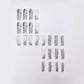 Elegant Silver French Press-On Nails with Rhinestones - 24Pcs Long Square Acrylic Nails for Stunning Manicures