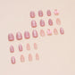 Glamorous Almond Press-On Nails - Medium Pink Glossy French Tips with Adorable Bow - 30 Pcs Set for Effortless Elegance