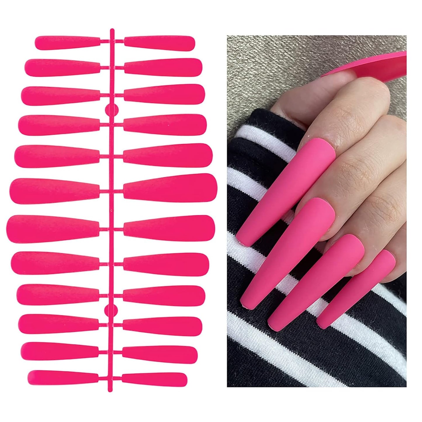 240Pcs XXL Extra Long Ballerina Press on Nails - 10 Color Matte Coffin Acrylic Full Cover Tips for Stunning Manicures