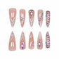 Glamorous Long Stiletto Press-On Nails with Bling Glitter & Rhinestones - 24 Pcs Luxury Acrylic Set