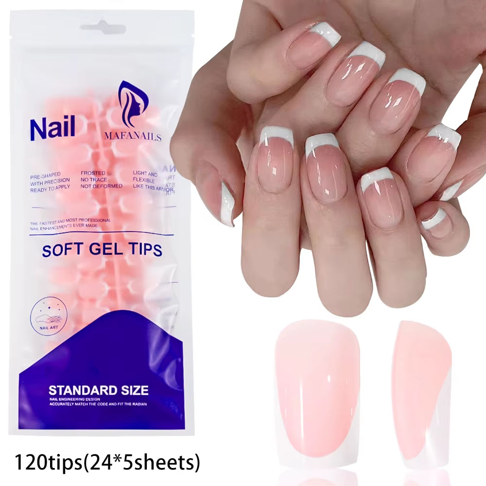 120Pcs Pink Ombre Medium Coffin Press-On Nails - Glossy Handmade Acrylic Gradient Design for Stunning Nail Art