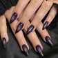 Stunning Black Pink Ombre Press-On Nails - Medium Almond, Purple Aurora Stiletto & Short Oval Tips - Reusable Acrylic Nail Kits for Glamorous Looks