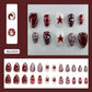 24Pcs Deep Red Baroque Starry Press-On Almond Nails - Stylish & Wearable Fake Nails for Women