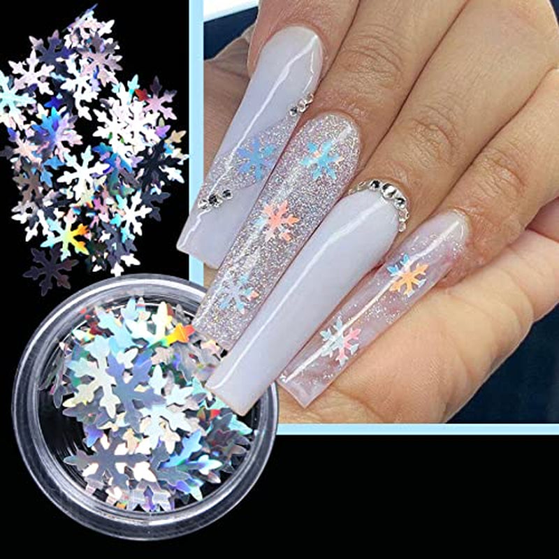 Christmas Snowflakes Ultrathin Nail Sequins Laser Sparkly Nail Glitter Flake Winter DIY Nail Decals Nail Decoration