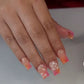 24Pcs Elegant Fairy White Flower Press-On Nails with Pink French Tips - Short Square Design for Effortless DIY Manicure
