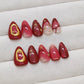 24Pcs Deep Red Baroque Starry Press-On Almond Nails - Stylish & Wearable Fake Nails for Women