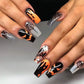 Glamorous 24Pcs Halloween Press-On Nails - Long Ballet Coffin Design with Pearls & French Square Style