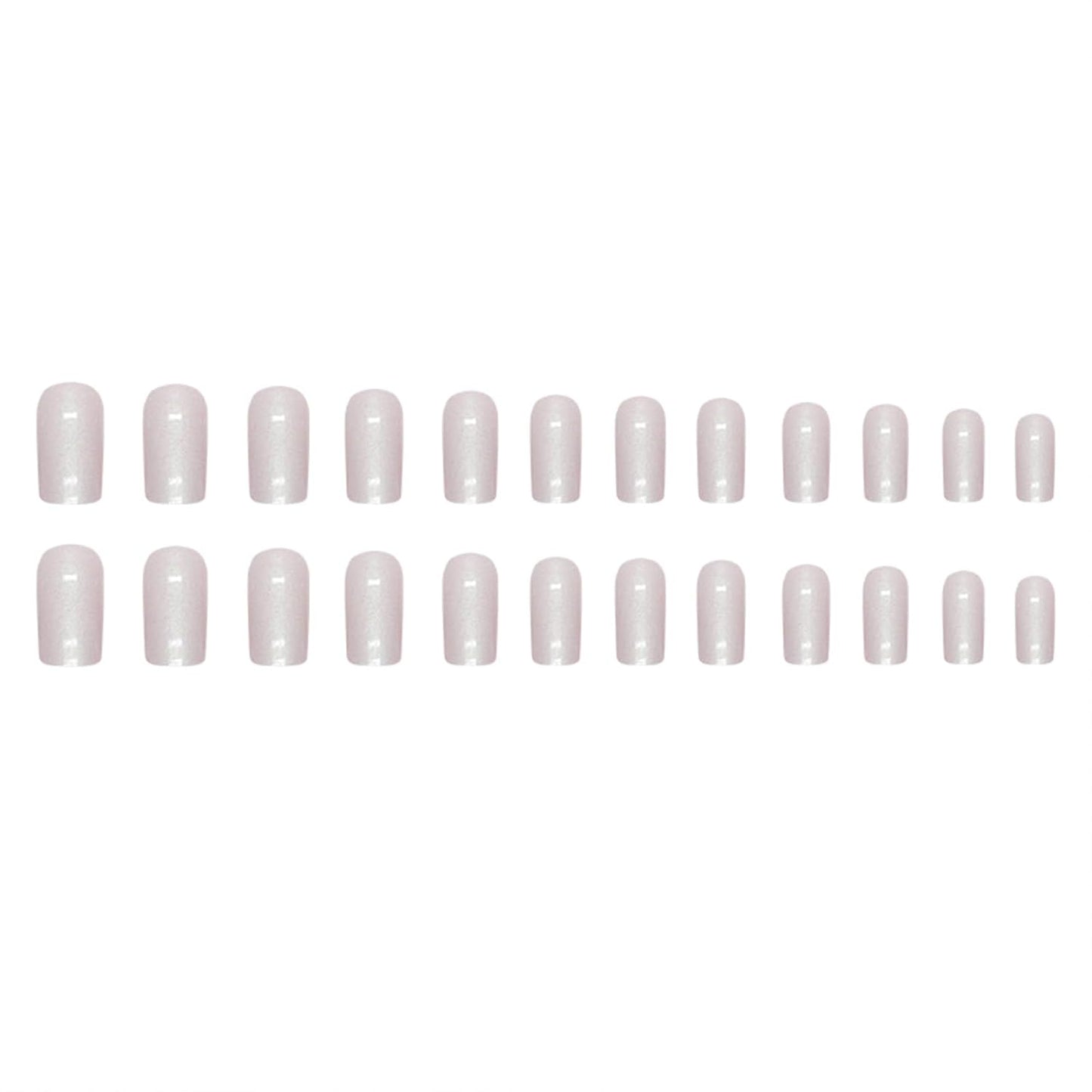 Glamorous Medium Square Chrome Press-On Nails - 24 Pcs Glossy Squoval Aurora Pearl Design