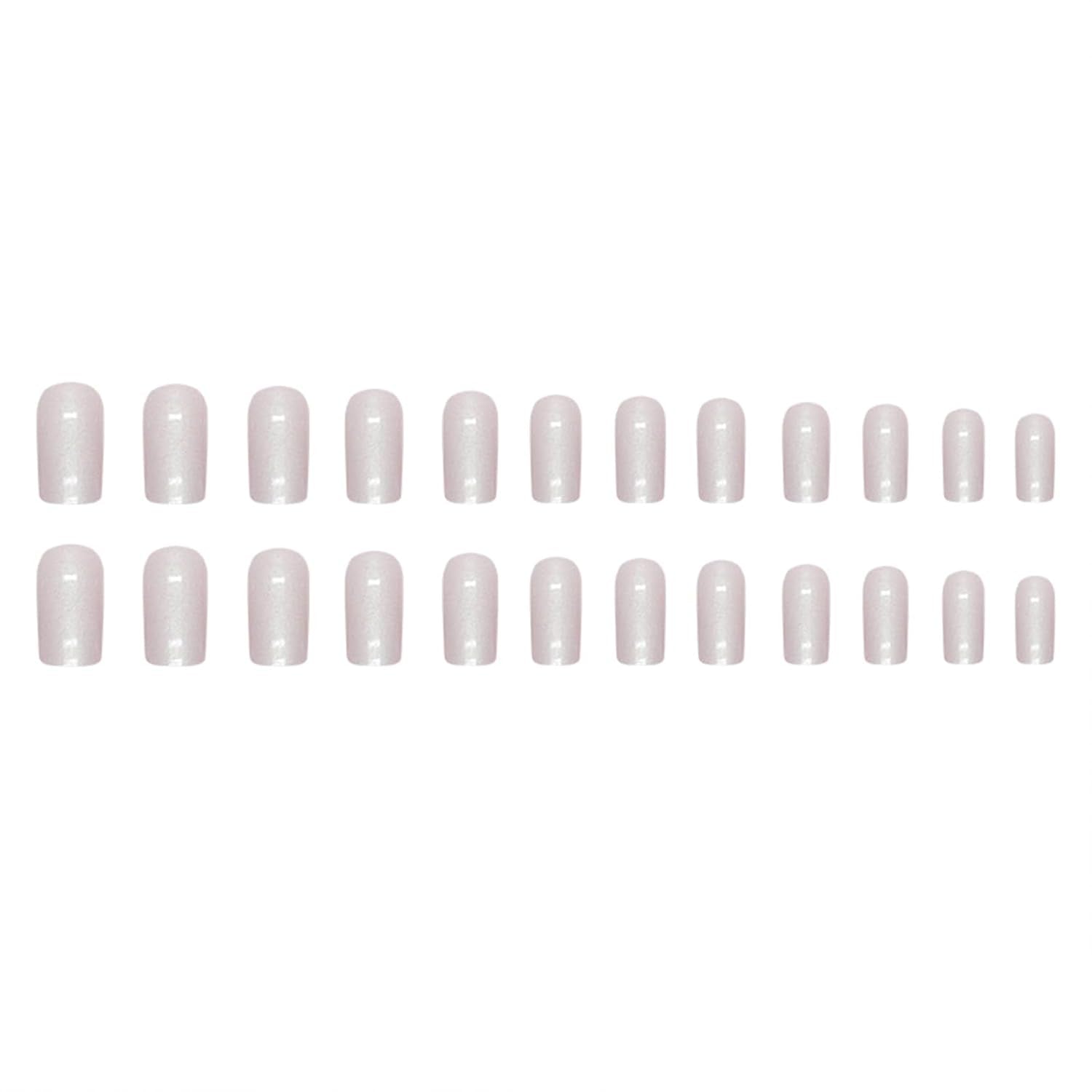 Glamorous Medium Square Chrome Press-On Nails - 24 Pcs Glossy Squoval Aurora Pearl Design