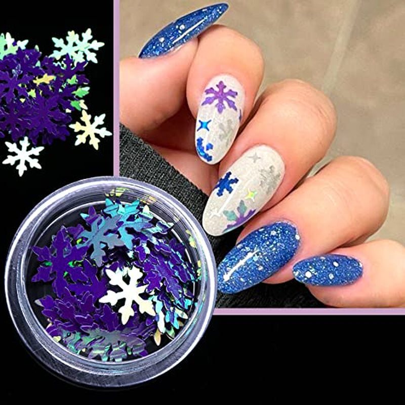 Christmas Snowflakes Ultrathin Nail Sequins Laser Sparkly Nail Glitter Flake Winter DIY Nail Decals Nail Decoration