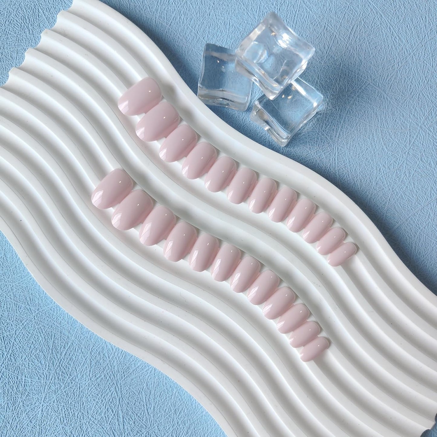 Dusty Pink Short Oval Press-On Acrylic Nails - Reusable Medium Fake Nails for Women - 24pcs Solid Color Set