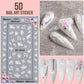 5D Flower Nail Art Sticker Decals Hollow Exquisite Pattern Nail Art Supplies Self-Adhesive Luxurious DIY Nail Art Decoration White Lace Flower Leaf Carving Design