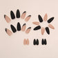Stylish Matte Black Almond Press-On Nails with French Tip Design - 24 Pcs Halloween Acrylic Full Cover Stick-On Nails for Effortless Manicure