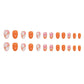 Cute Flower Press-On Nails - 24Pcs Glossy Orange Short Almond Fake Nails for Spring & Summer Nail Art