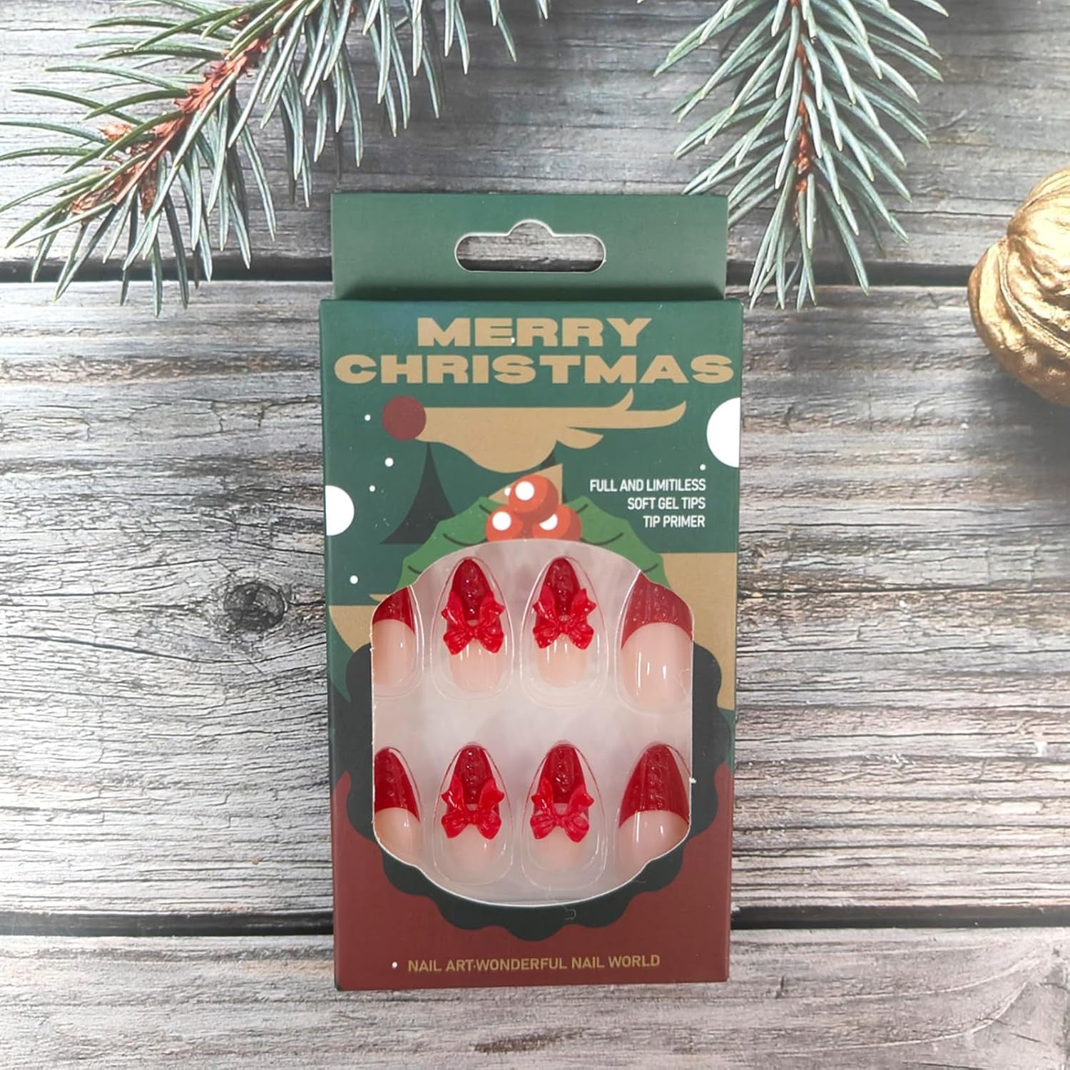 Glamorous Red French Tip Almond Press-On Nails with 3D Bow - 24 Pcs Glossy Full Cover Acrylics for New Year & Valentine's Day Gifts