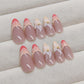Gorgeous Almond French Tip Press-On Nails - 24Pcs Medium Acrylic with 3D Flower Design, Perfect Nude Finish!