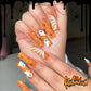 Glamorous 24Pcs Halloween Press-On Nails - Long Ballet Coffin Design with Pearls & French Square Style