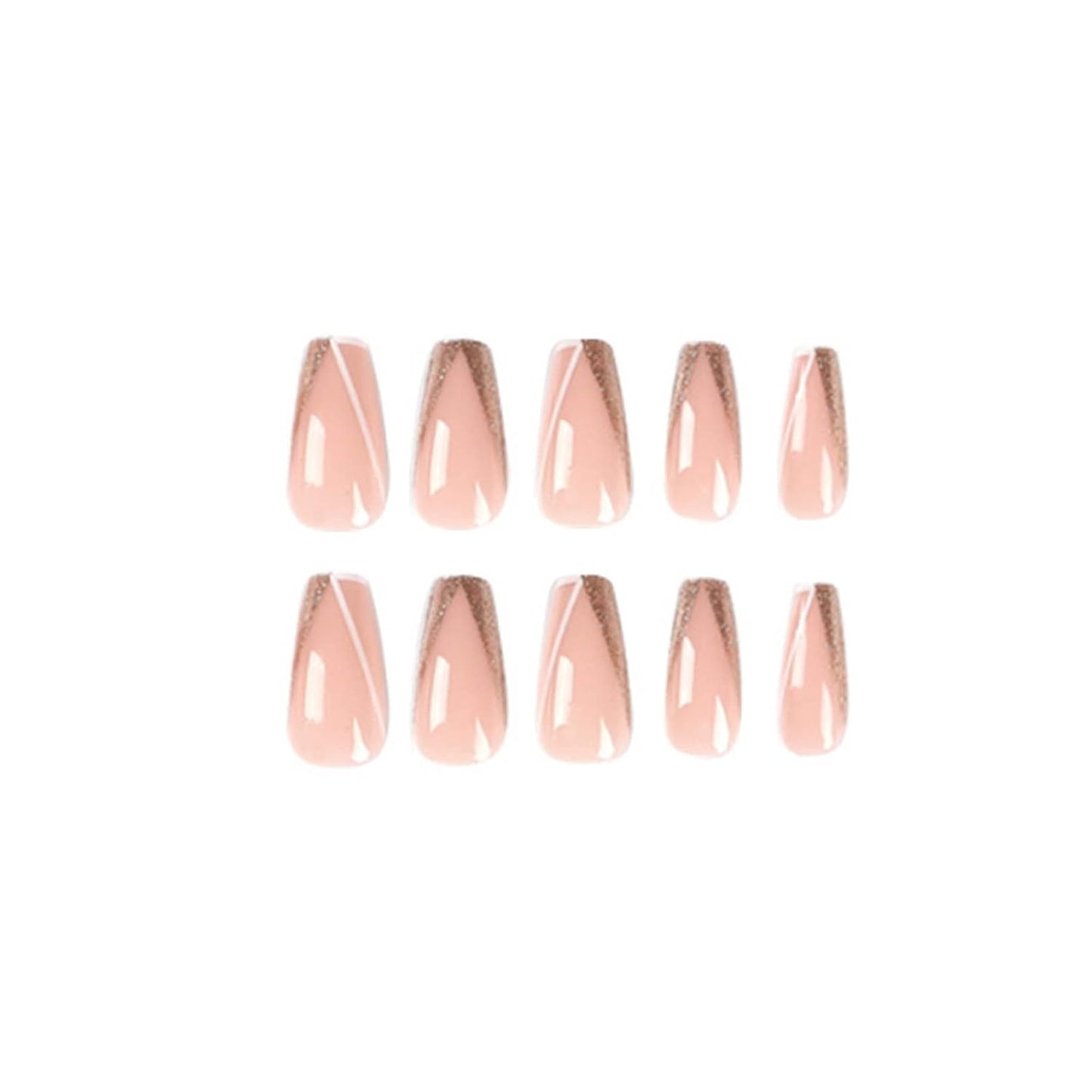 Bling Multicolor Square French Press-On Nails - 24PCS Full Cover Nude Acrylic False Nails for Women and Girls