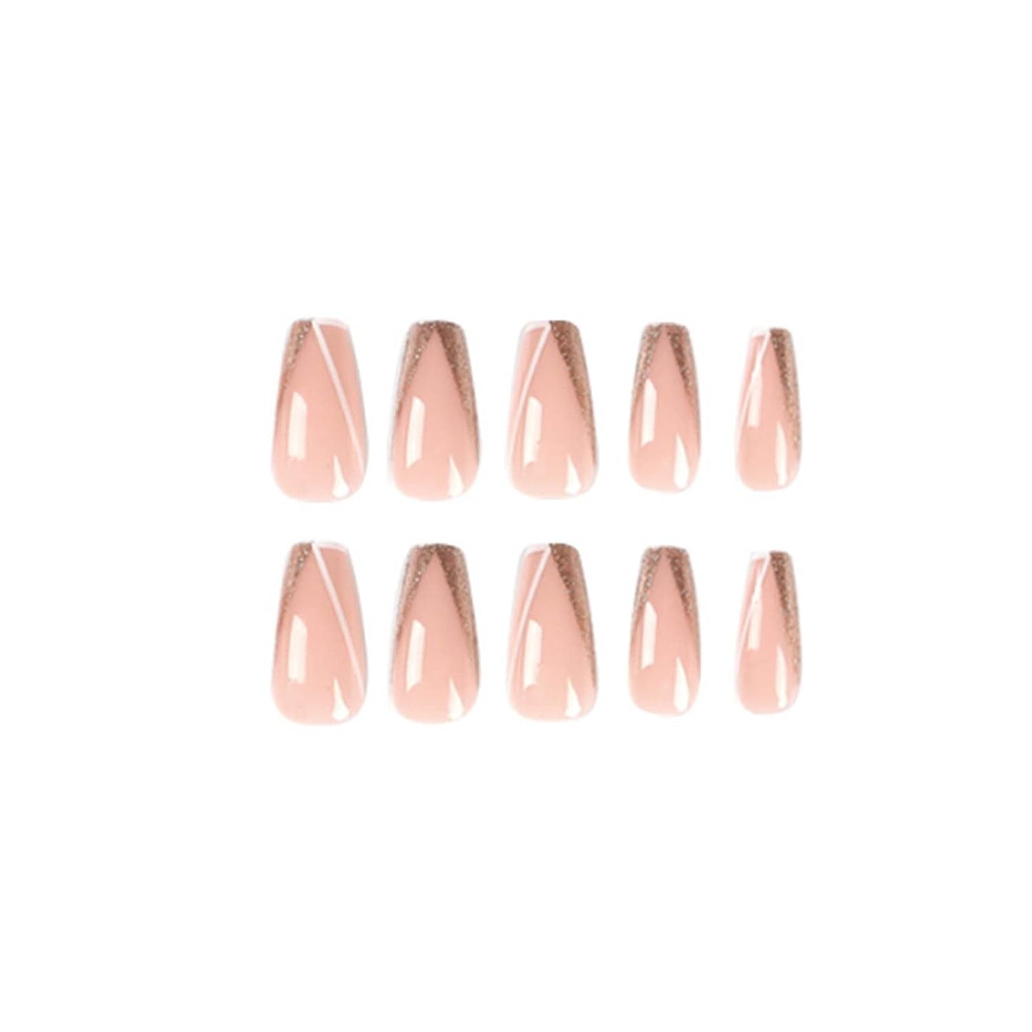 Bling Multicolor Square French Press-On Nails - 24PCS Full Cover Nude Acrylic False Nails for Women and Girls