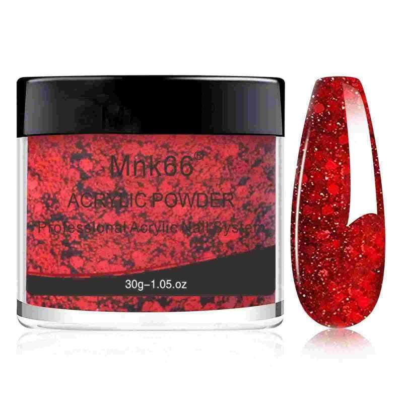 Sparkly Golden Red Glitter Acrylic Nail Powder - Perfect for Nail Extensions, French Art & 3D Flowers - Ideal for Beginners (30G)