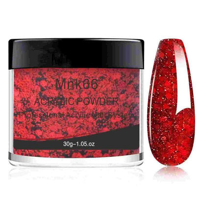 Sparkly Golden Red Glitter Acrylic Nail Powder - Perfect for Nail Extensions, French Art & 3D Flowers - Ideal for Beginners (30G)