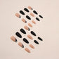 Stylish Matte Black Almond Press-On Nails with French Tip Design - 24 Pcs Halloween Acrylic Full Cover Stick-On Nails for Effortless Manicure