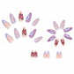 Gorgeous Butterfly Press-On Nails - Medium Almond Shape, 24 Pcs Pink Acrylic False Nails for Women and Girls