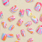 Colorful Wavy Line Press-On Nails - 24 Pcs Glossy Short Coffin Acrylic Fake Nails for Women